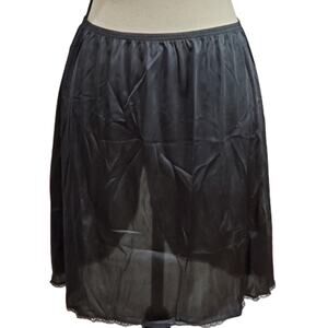 Vintage Vassarette Black Half Slip with Slit L 20" Style 11-122